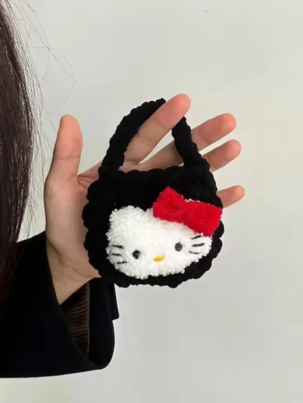Hello Kitty Plush Mini Purse - Black, White & Red